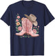Cowboy Boot Western Country Cowgirl Flowers Girl Pink Woman T-Shirt - T-Shirt | Navy