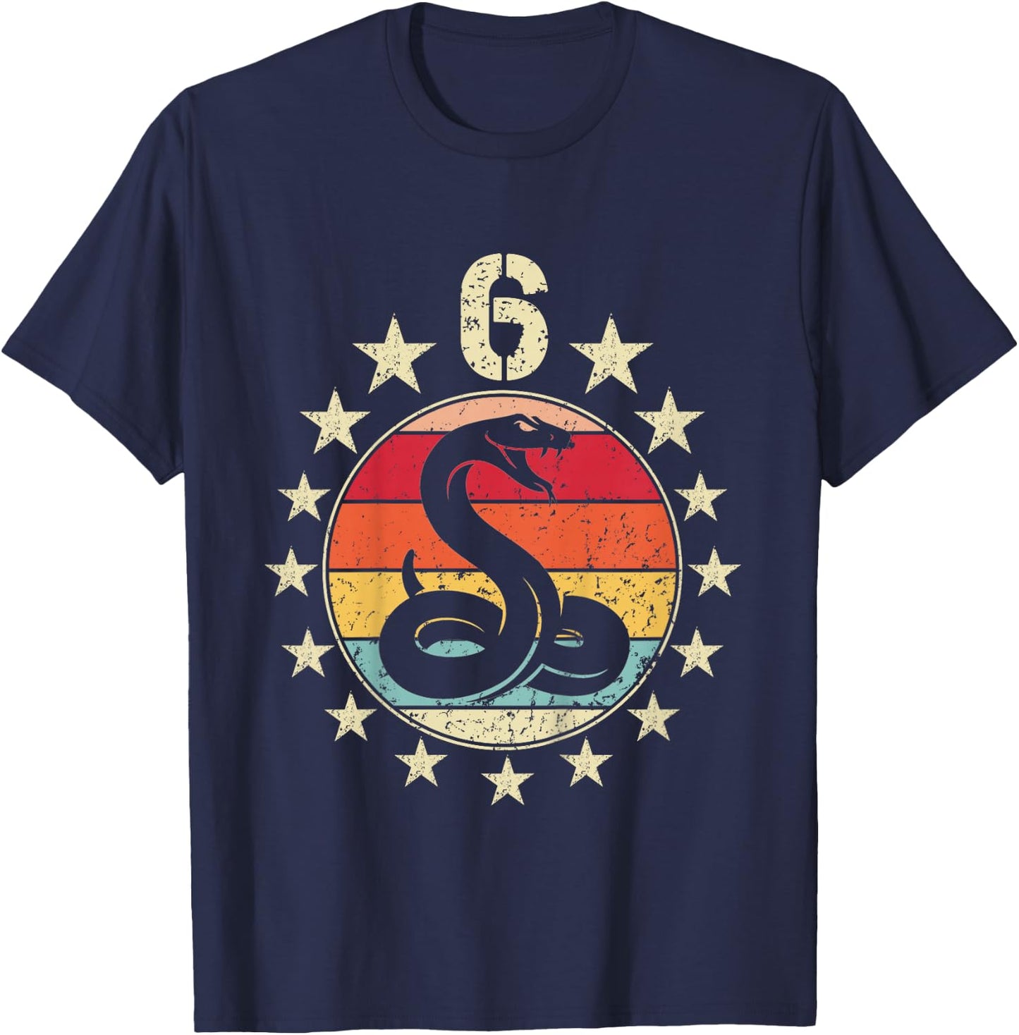 6. Geburtstag Schlange 6 Jahre alt Schlange Geburtstag Junge Mädchen T-Shirt - T-Shirt | Navy
