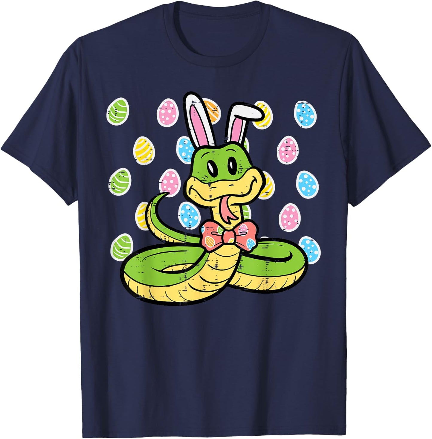 Easter Snake Bunny Eggs Funny Rabbit Animal Kids Men Women T-Shirt - T-Shirt | Navy