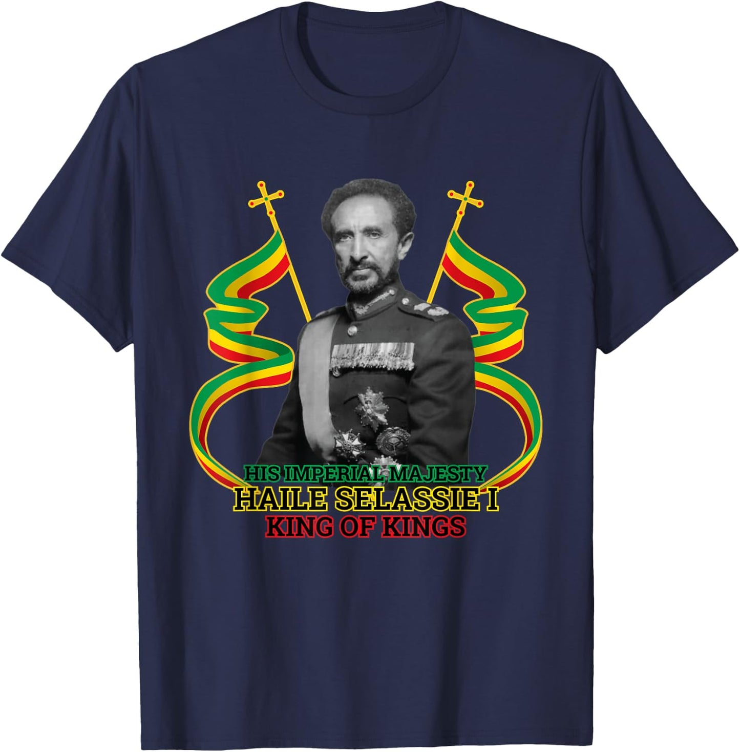 Ras Tafari His Imperial Majesty Haile Selassie T-Shirt - T-Shirt | Navy