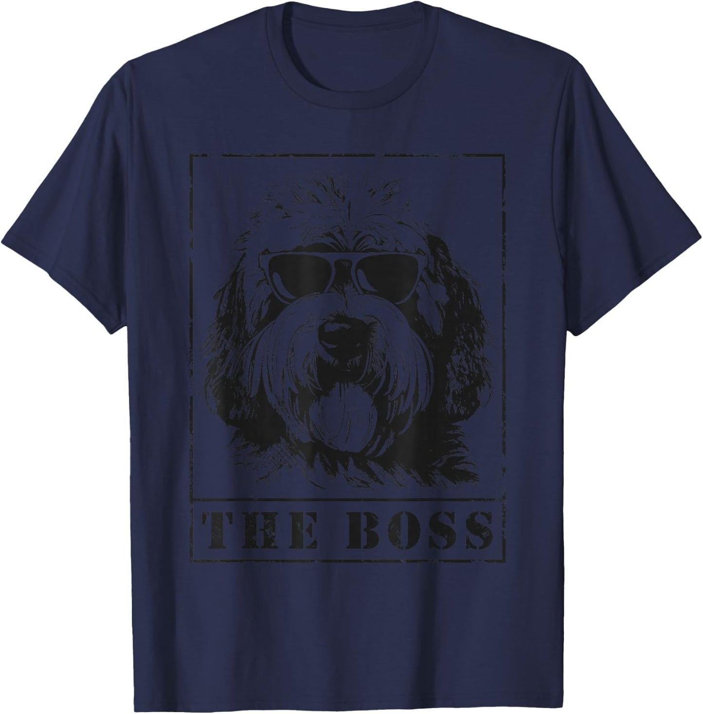 The Funny Old English Sheepdog Boss Mom Dad Dog Lover T-Shirt - T-Shirt | Navy