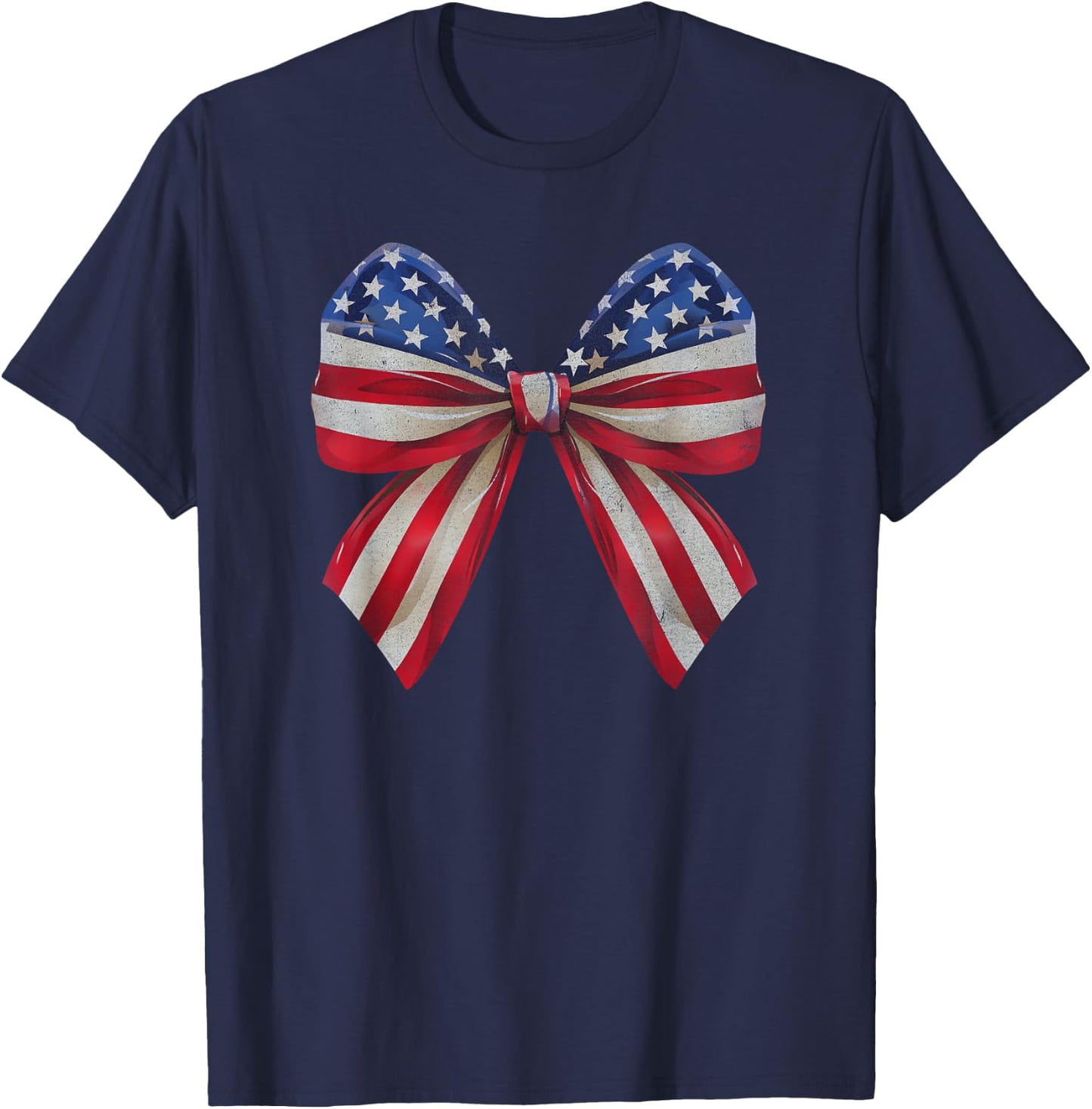 Coquette American Girly Coquette Bow 4th of July T-Shirt - T-Shirt | Navy