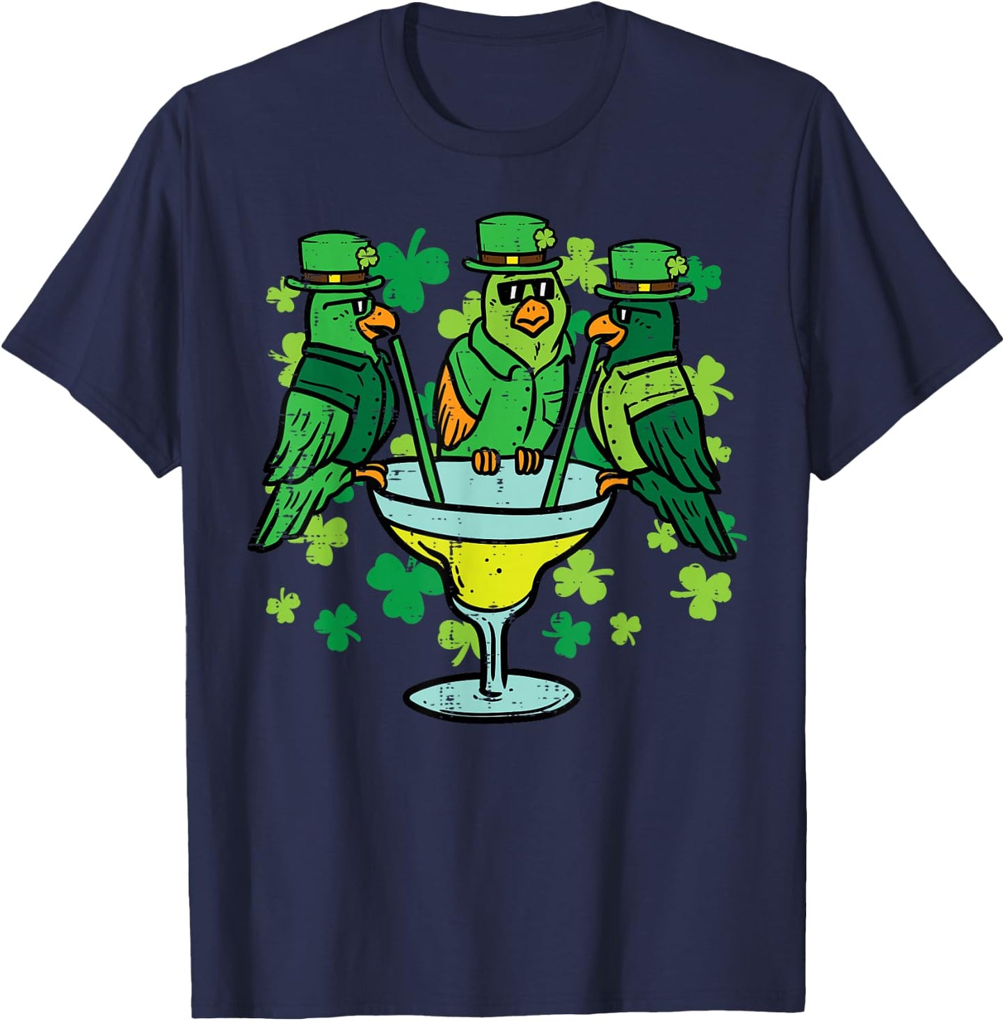 St Patricks Day Parrots Bird Saint Pattys Paddys Irish Women T-Shirt - T-Shirt | Navy