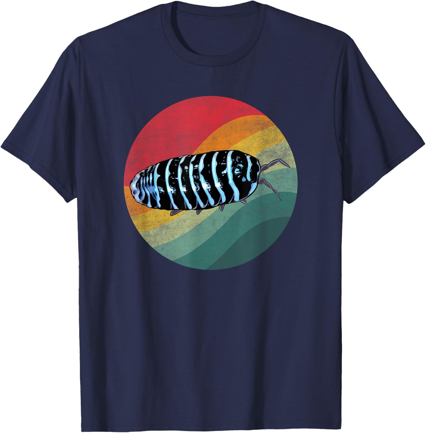 Retro Zebra Isopod Roly Poly Funny Pill Bug Isopod Lover T-Shirt - T-Shirt | Navy