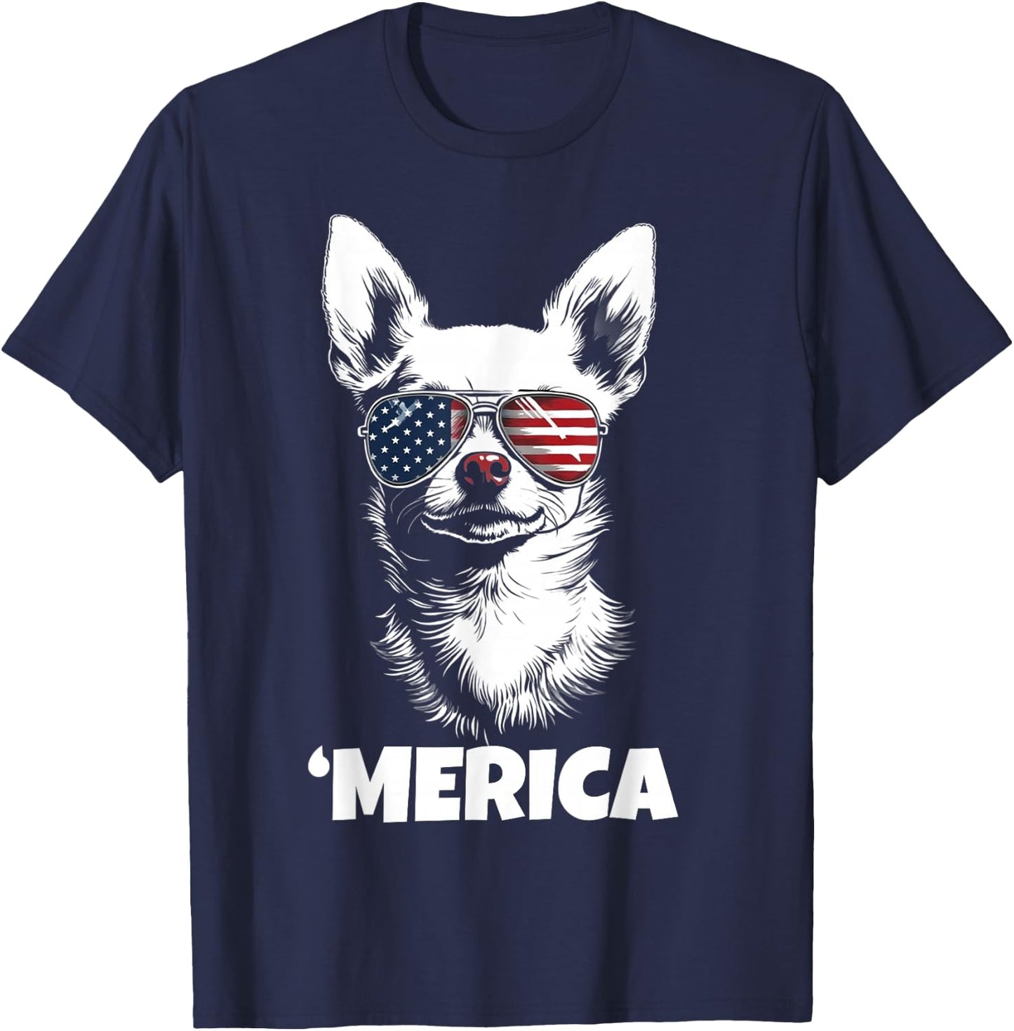 American Flag Merica chihuahua dog 4th Of July kids women T-Shirt - T-Shirt | Navy