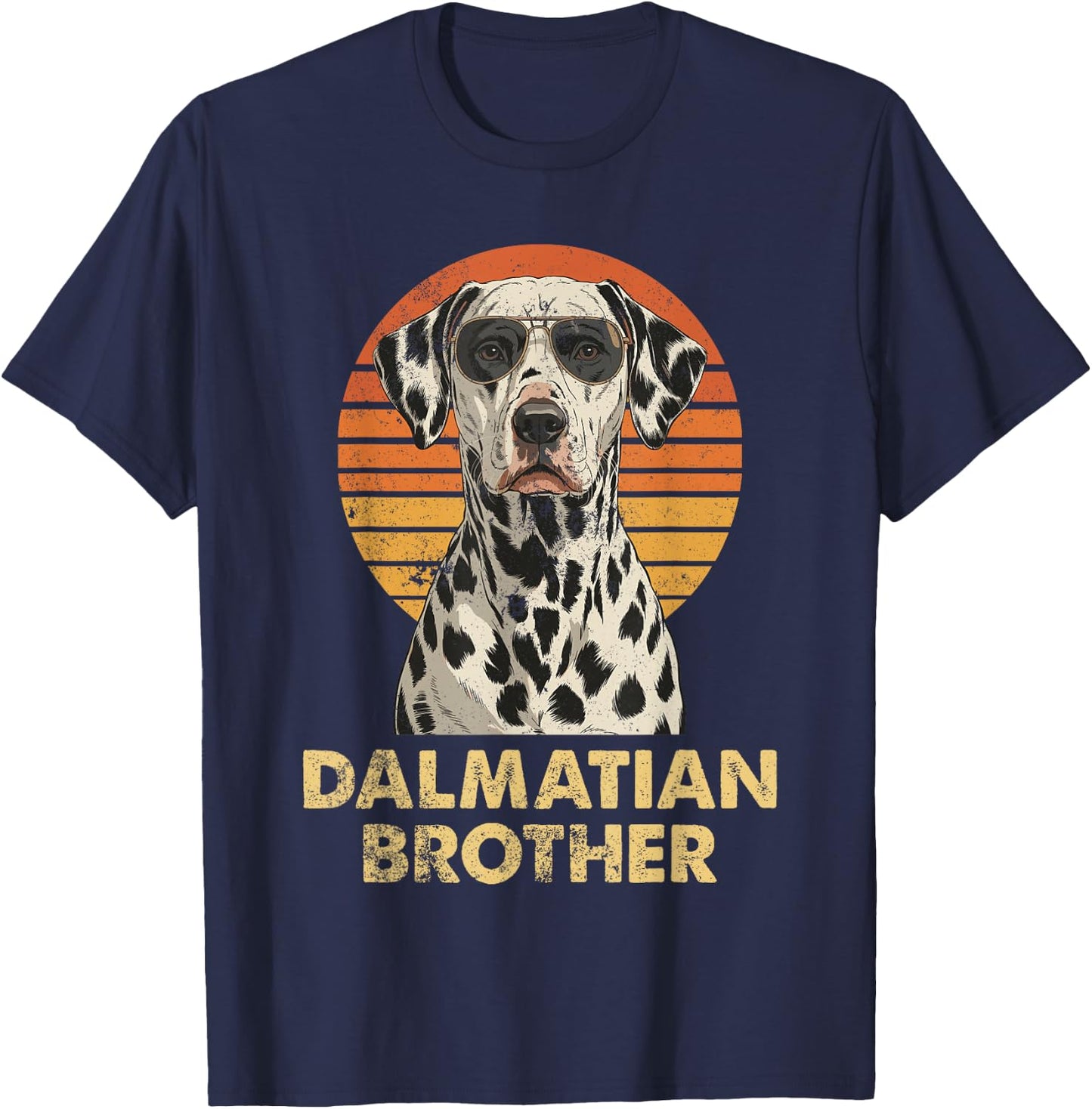 Cool Retro Dalmatian Brother Funny Vintage Dog Owner T-Shirt - T-Shirt | Navy
