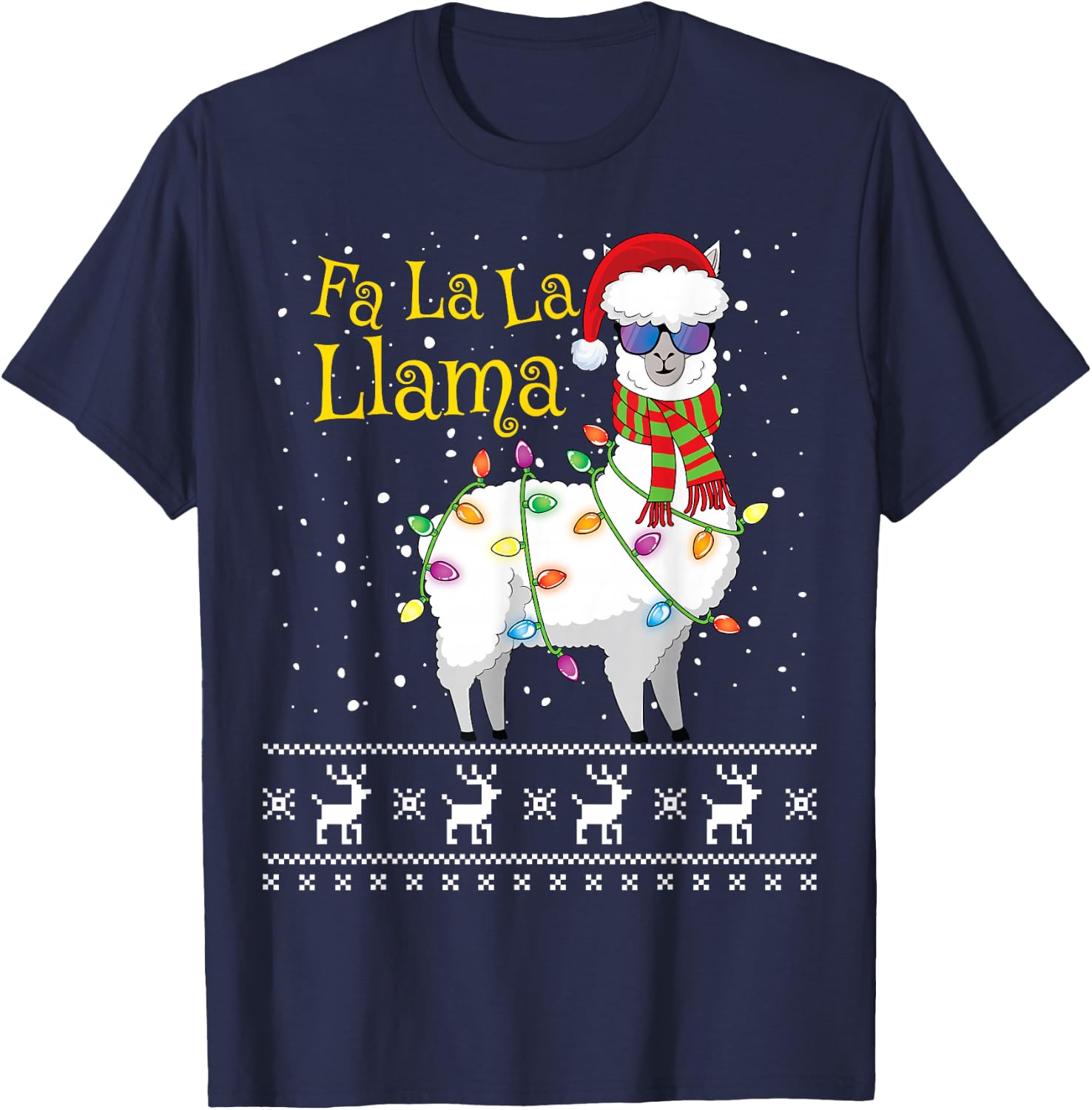 Fa La La Llama Christmas Shirt Funny Christmas Llama T-Shirt - T-Shirt | Navy