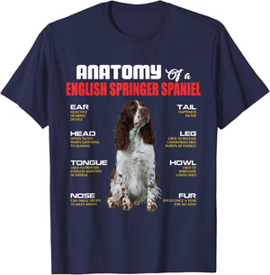 Anatomy Of A English Springer Spaniel Dogs Lover T-Shirt - T-Shirt | Navy