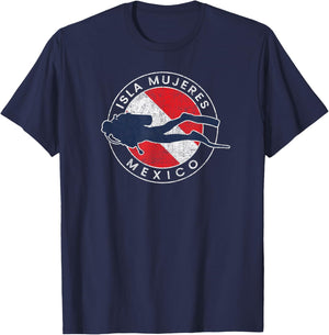 Isla Mujeres Mexico Scuba Dive Flag Souvenir T-Shirt - T-Shirt | Navy