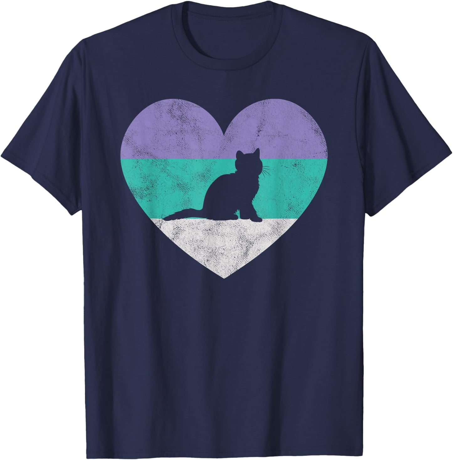 Kitten Gift & Girls Retro Cute T-Shirt - T-Shirt | Navy