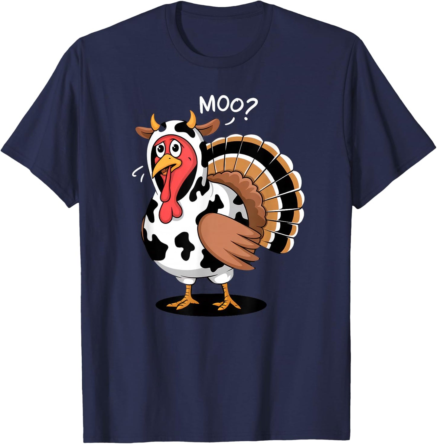 Thanksgiving Turkey Moo Cow Funny Fall , Men T-Shirt - T-Shirt | Navy