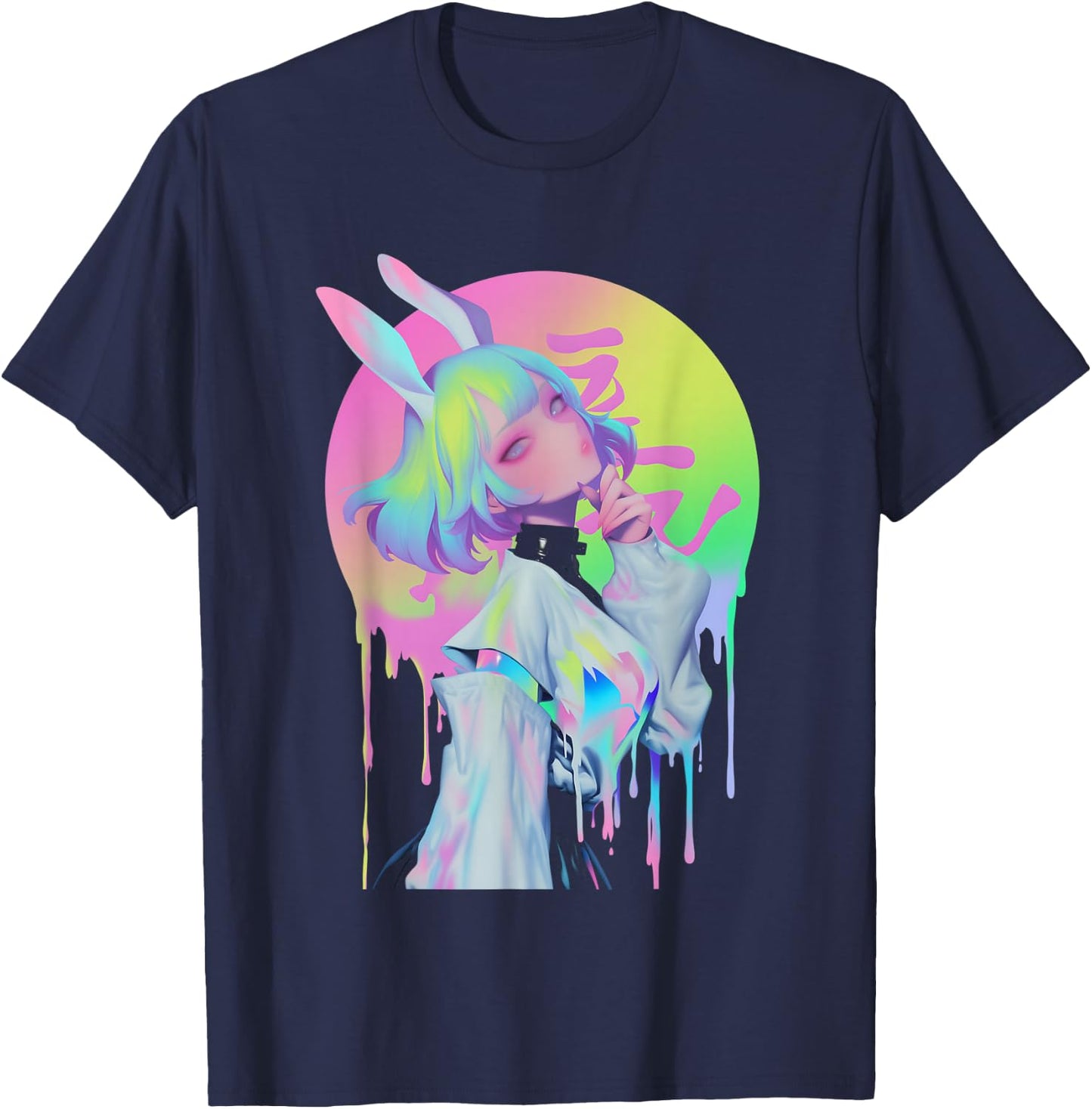 Anime Manga Cyberpunk Aesthetic Techwear Harajuku Bunny T-Shirt - T-Shirt | Navy
