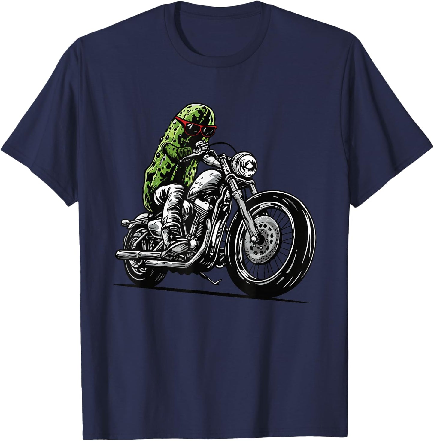 Pickle Motorcycle Biker Cucumber Vegetables T-Shirt - T-Shirt | Navy