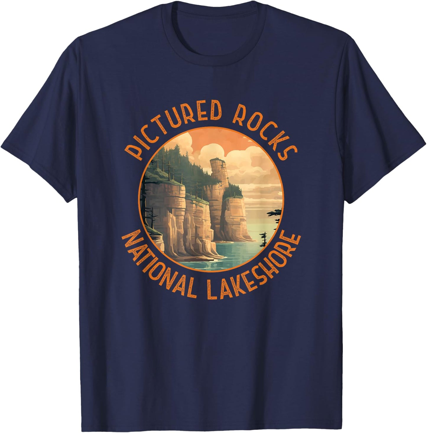 Pictured Rocks National Lakeshore Distressed Circle T-Shirt - T-Shirt | Navy