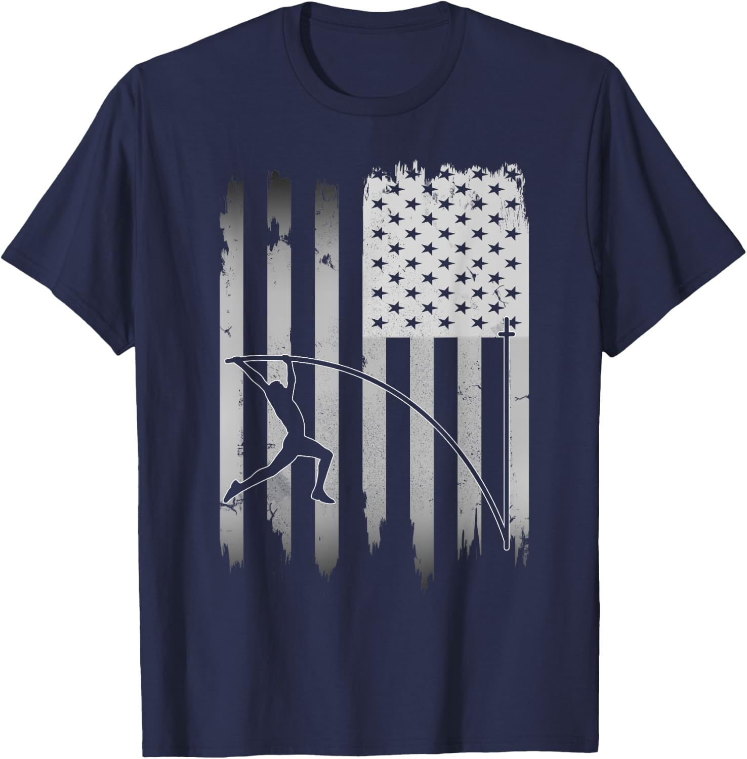 Pole Vault USA American Flag 4th of July Jump Sports Gift T-Shirt - T-Shirt | Navy
