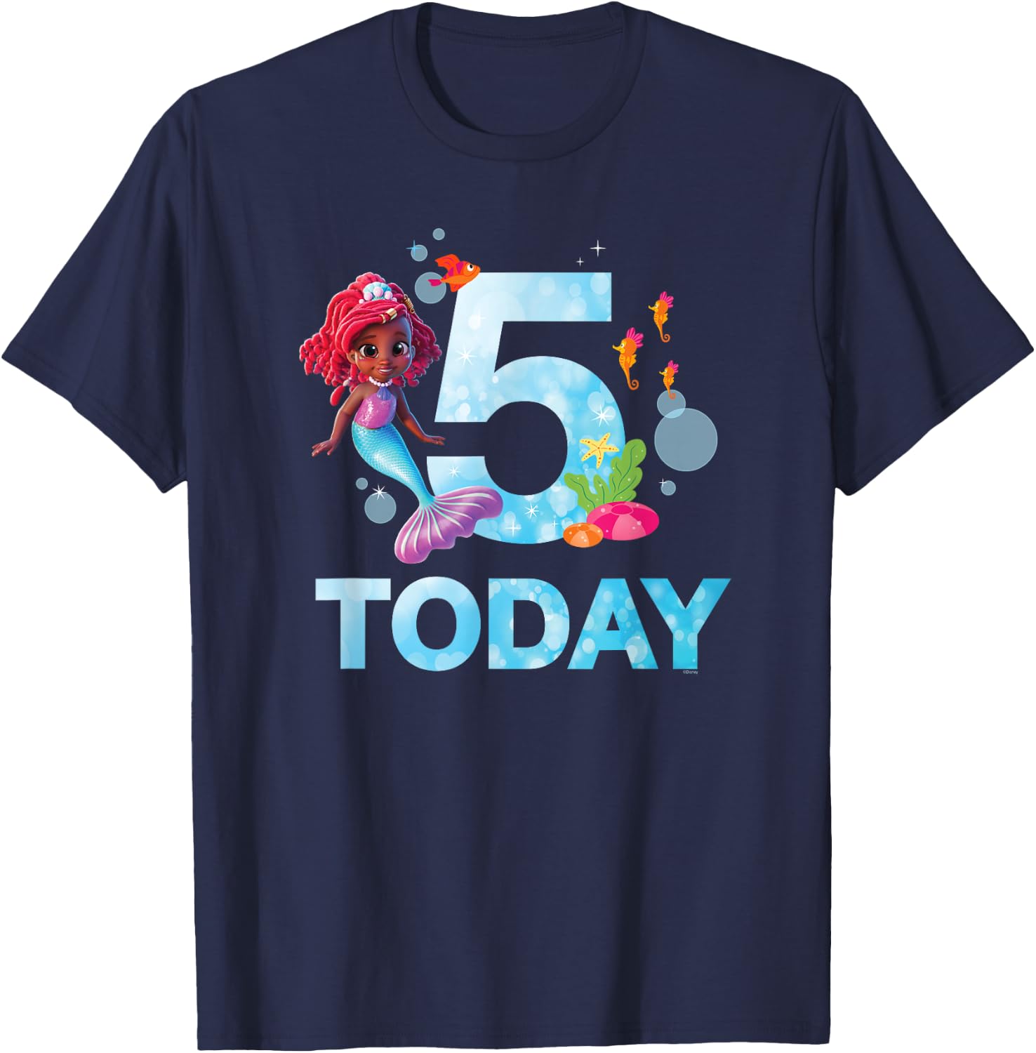 Disney Junior’s Ariel Fifth Birthday 5 Years Old Today T-Shirt - T-Shirt | Navy