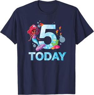 Disney Junior’s Ariel Fifth Birthday 5 Years Old Today T-Shirt - T-Shirt | Navy