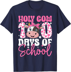 Holy Cow 100 Days of School Teachers Students Girls Women T-Shirt - T-Shirt | Navy