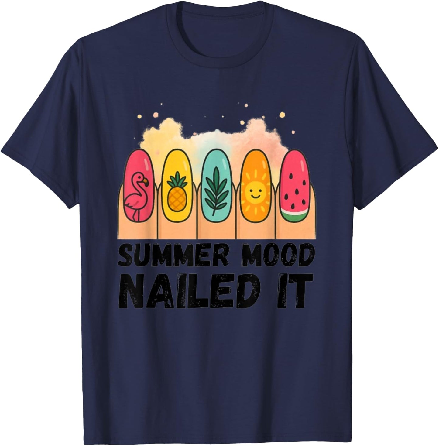Summer Mood Nailed It Fun Nail Art T-Shirt - T-Shirt | Navy