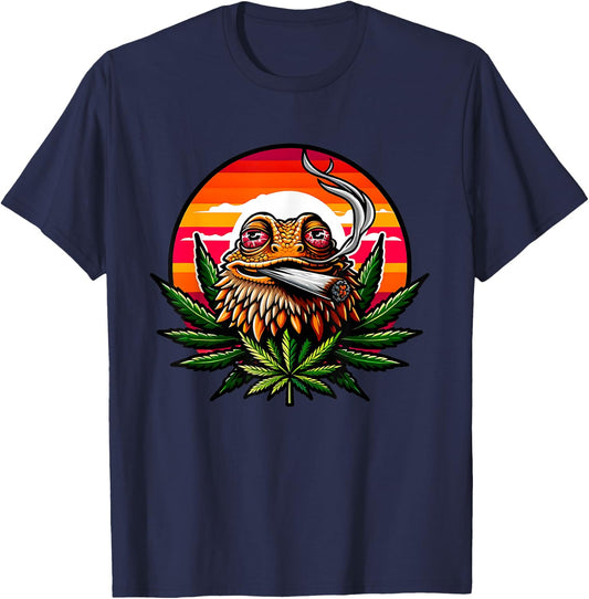 Bearded Dragon Marijuana Cannabis Beardie Reptile Pet Weed T-Shirt - T-Shirt | Navy