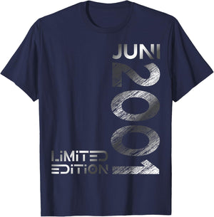 Limited Edition Juni 2001 Mann Frau 25. Geburtstag T-Shirt - T-Shirt | Navy