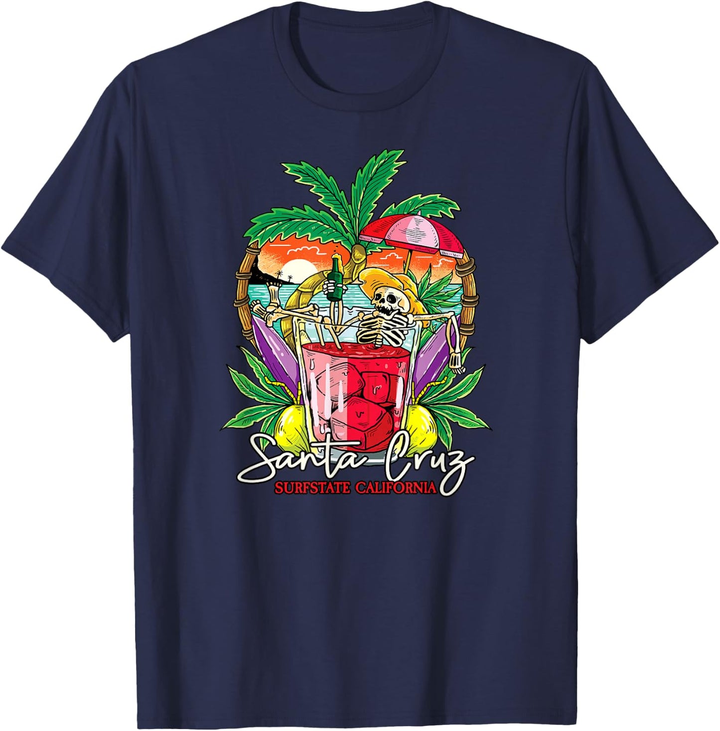 Santa Cruz CA California Surfer I Santa Cruz California , black T-Shirt - T-Shirt | Navy