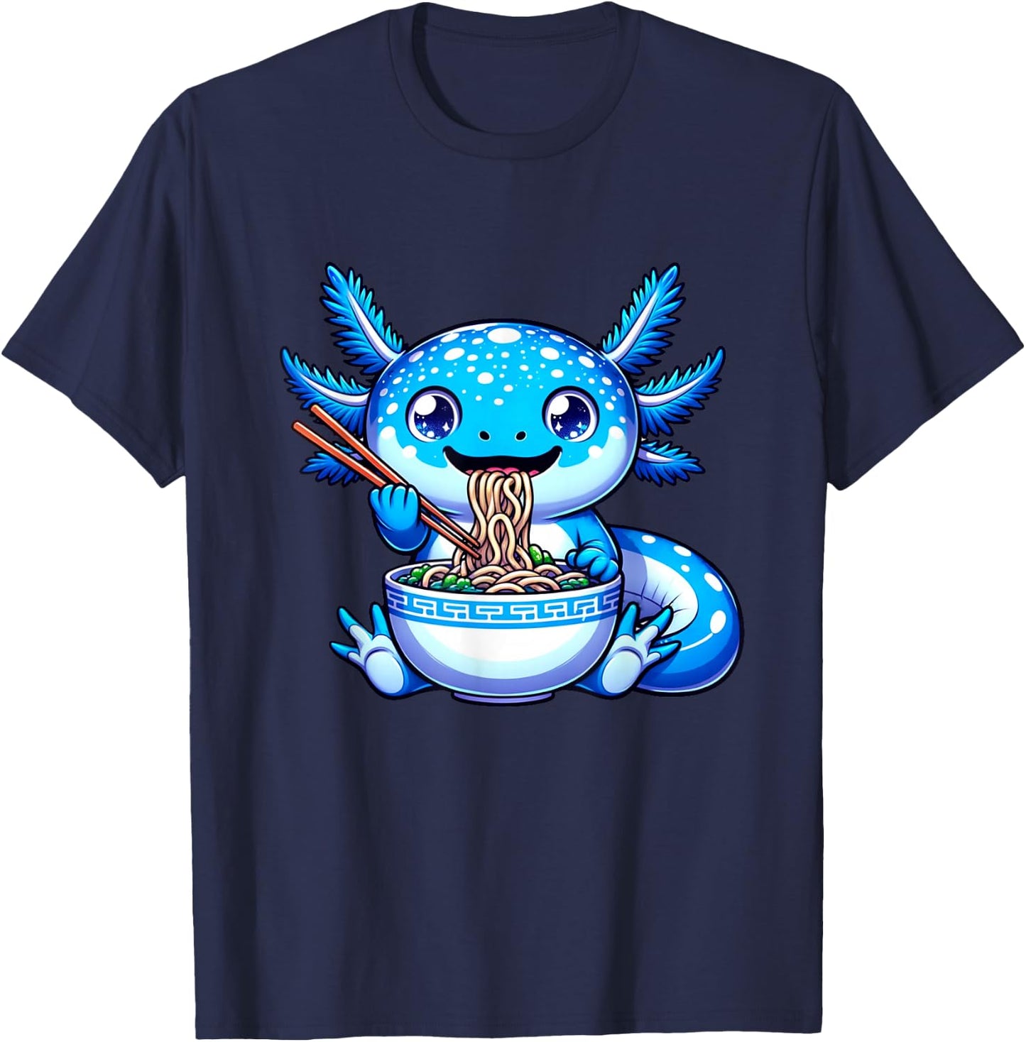 Kawaii Axolotl Ramen Anime Cutecore Teens Kids T-Shirt - T-Shirt | Navy