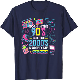 Born in the 90s, but the 2000 years made me revive the retro style , Black, S T-Shirt - T-Shirt | Navy