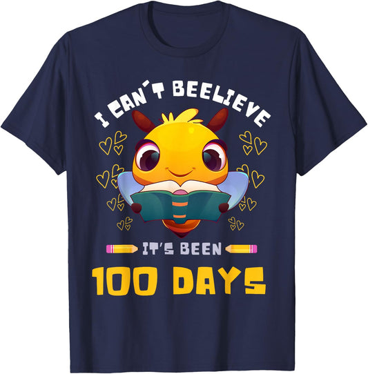 I Can't Believe it's Been 100 Days 100th Day Of School Bee T-Shirt - T-Shirt | Navy