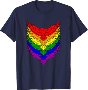 Hawks LGBTQ Strong Gay Pride Rainbow Flag LGBT Hawks Birds T-Shirt - T-Shirt | Navy