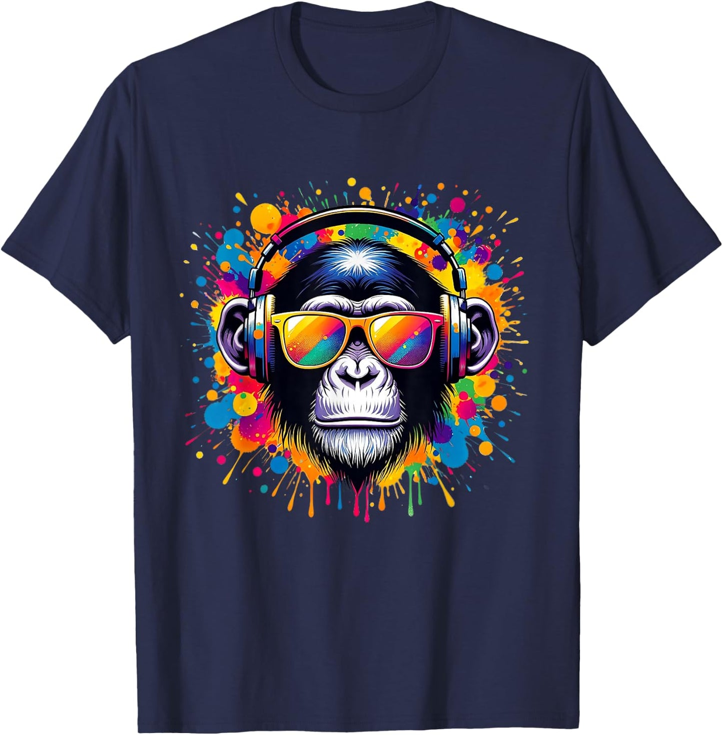 DJ Affen Monkey mit Kopfhörer und Sonnenbrille Herren Jungen T-Shirt - T-Shirt | Navy