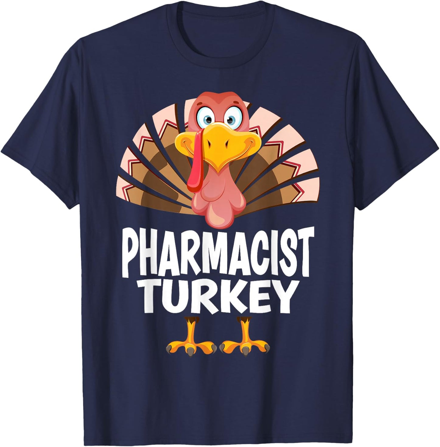 Thanksgiving Pharmacist Turkey Matching Pajama T-Shirt - T-Shirt | Navy