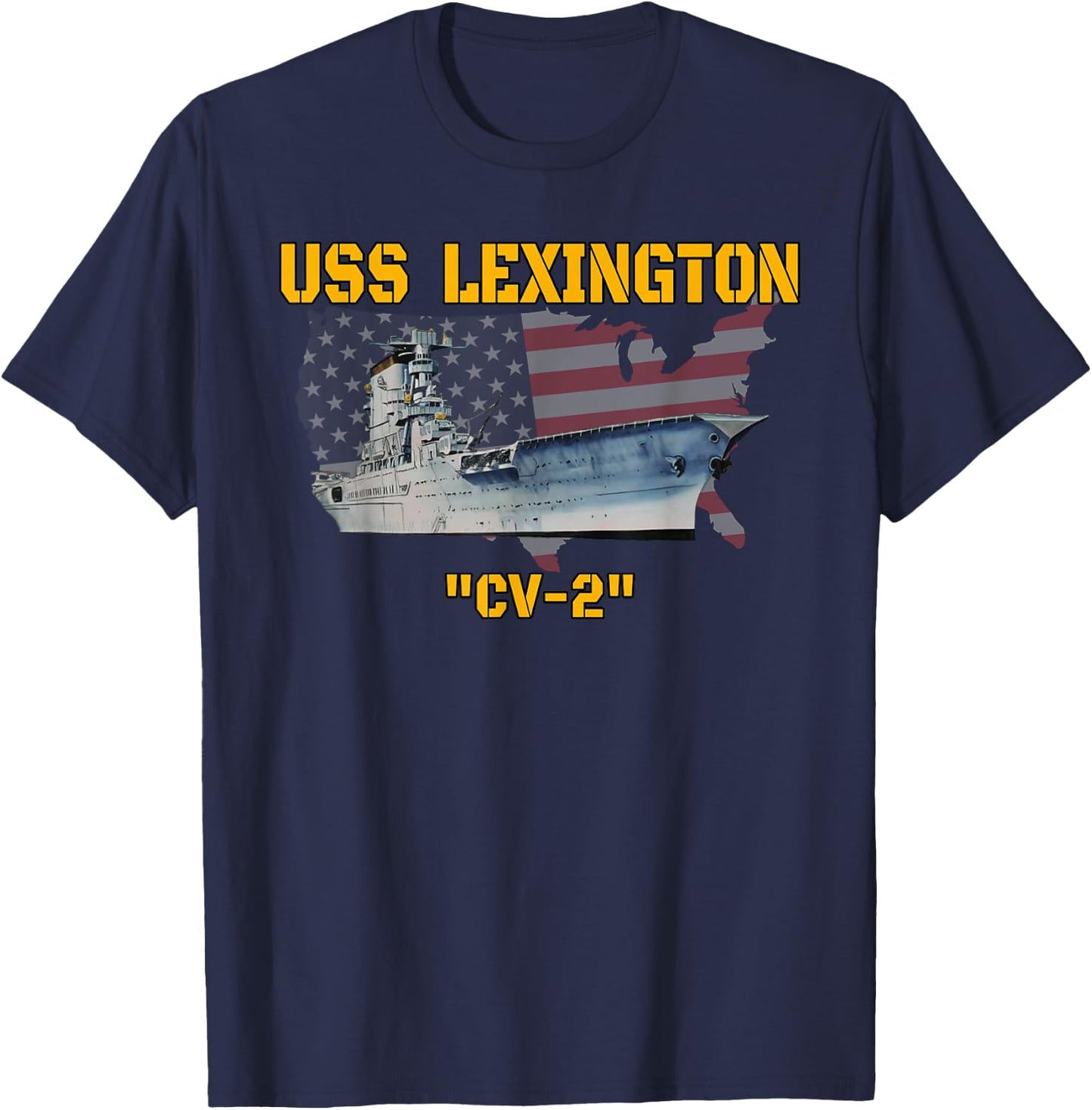Aircraft Carrier USS Lexington CV-2 Veterans Day Fathers Day T-Shirt - T-Shirt | Navy