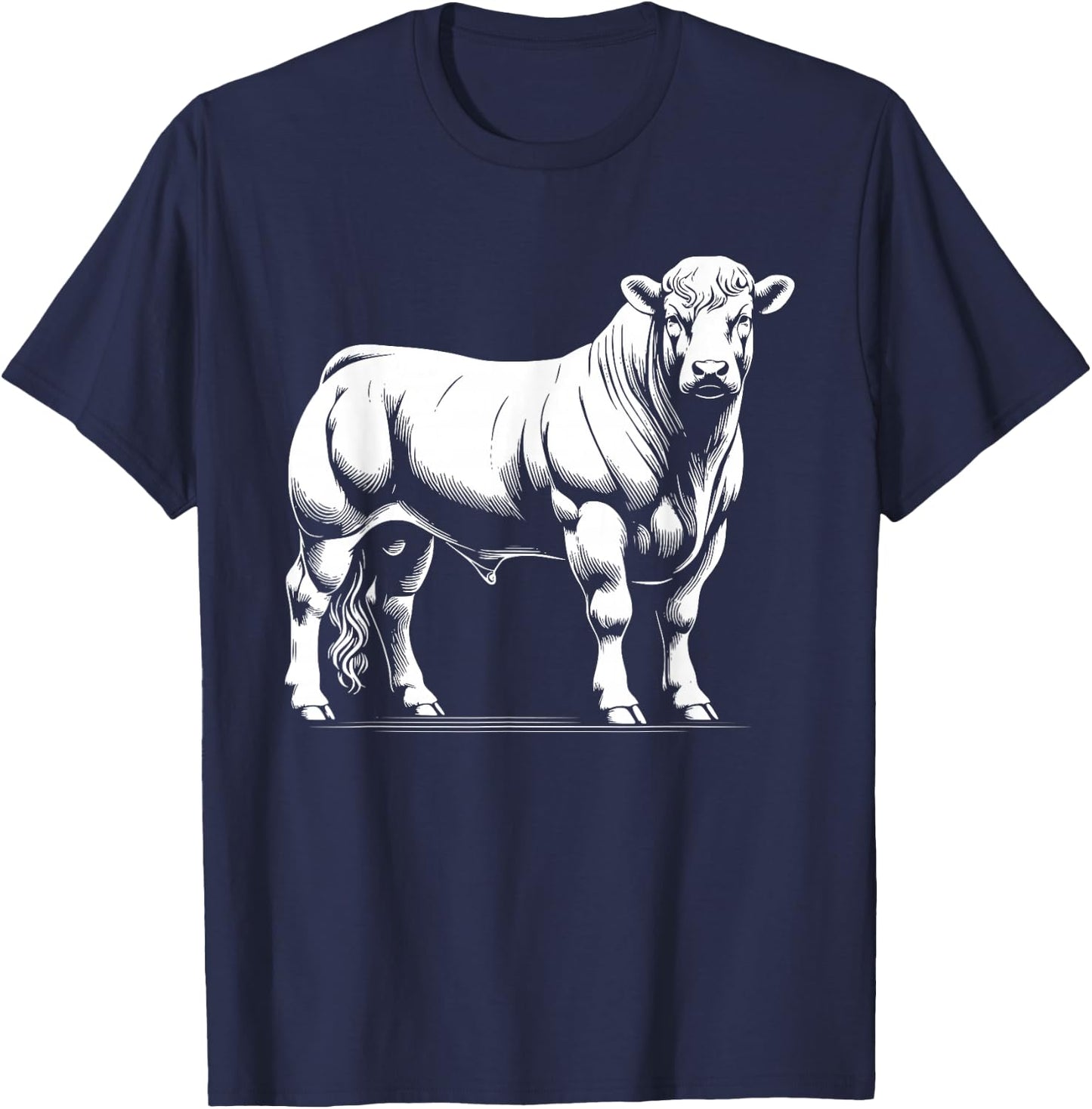 Cow Farmer Breeder - Monochromatic Charolais Cattle T-Shirt - T-Shirt | Navy