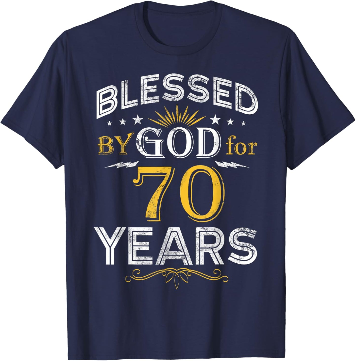 Vintage Blessed by God for 70 Year Old Birthday 70th T-Shirt - T-Shirt | Navy