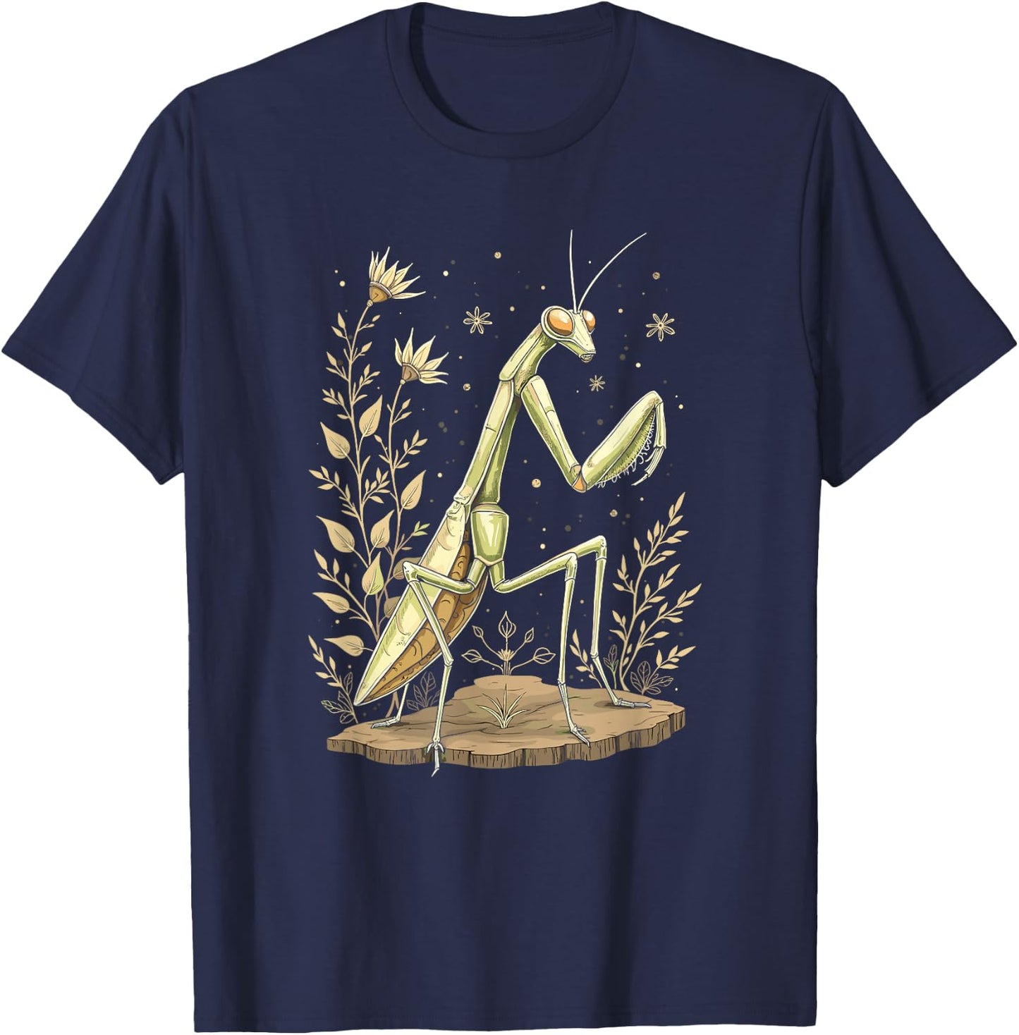 Praying Mantis Nature Art Vintage T-Shirt - T-Shirt | Navy