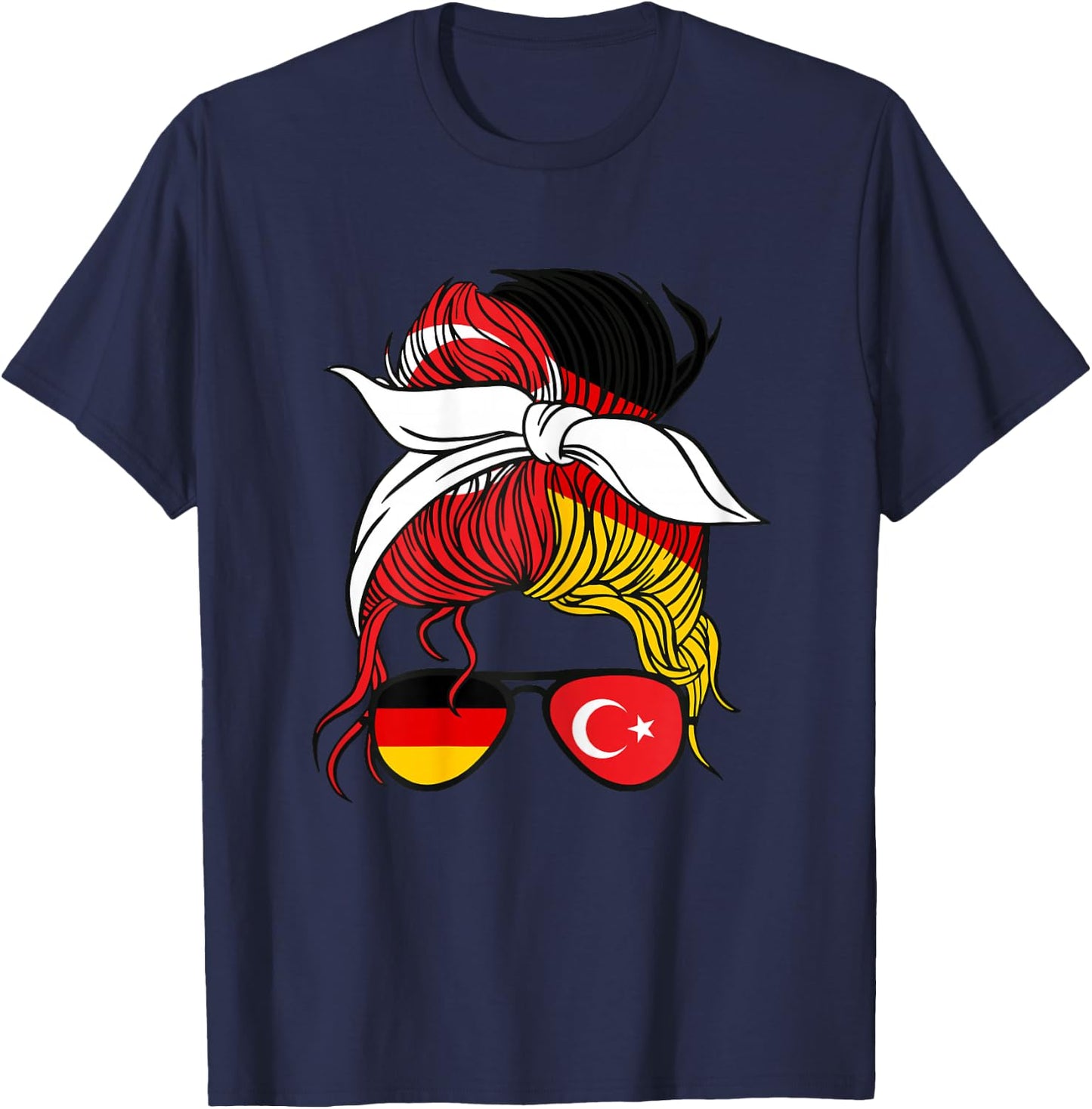 Half German Half Turkish Girl Apparel - Frauen - Mädchen - Weiß - Kurzarm - XS - - Turkiye Halb Deutsch Türkisch Mädchen Türkei Deutschland T-Shirt - T-Shirt | Navy