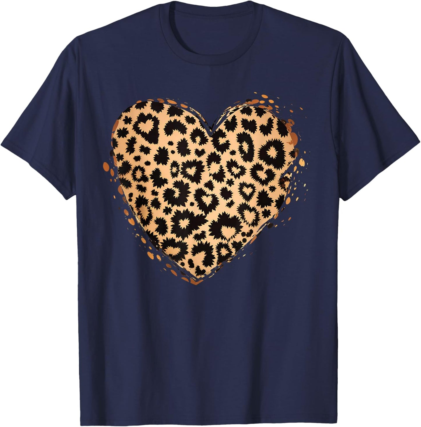Gepard Leopard Herz Mädchen Tierdruck T-Shirt - T-Shirt | Navy