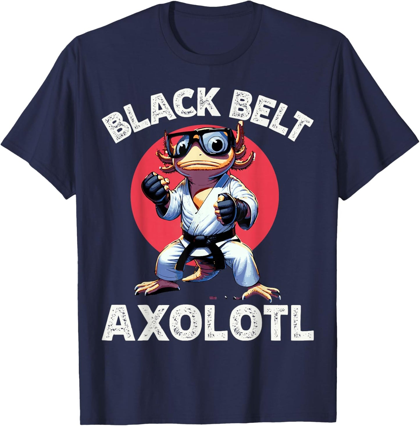 Kawaii Axolotl Black Belt Karate Martial Arts Cute Kids T-Shirt - T-Shirt | Navy