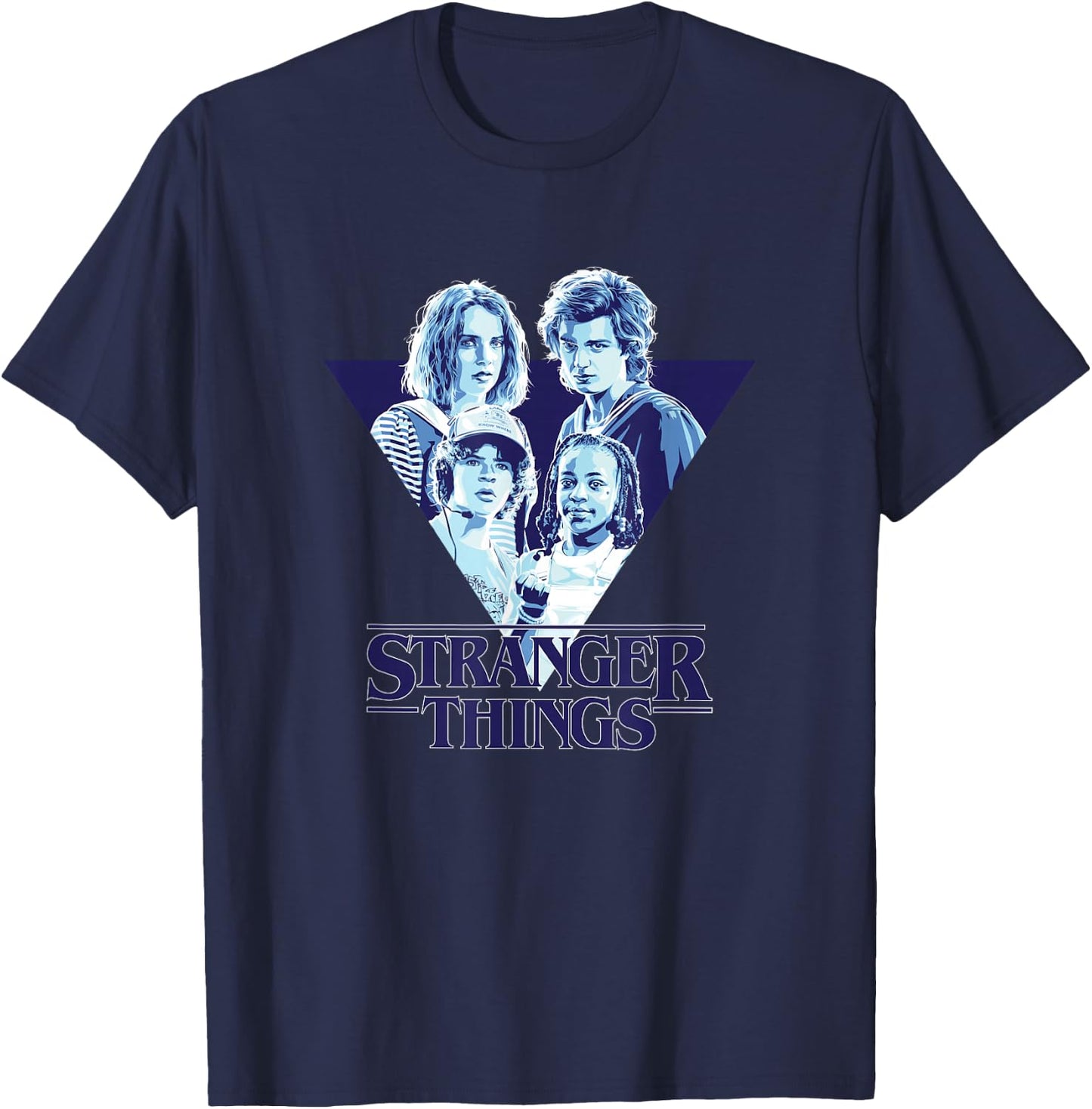 Stranger Things Steve & Robin Babysitters Gradient Triangle T-Shirt - T-Shirt | Navy