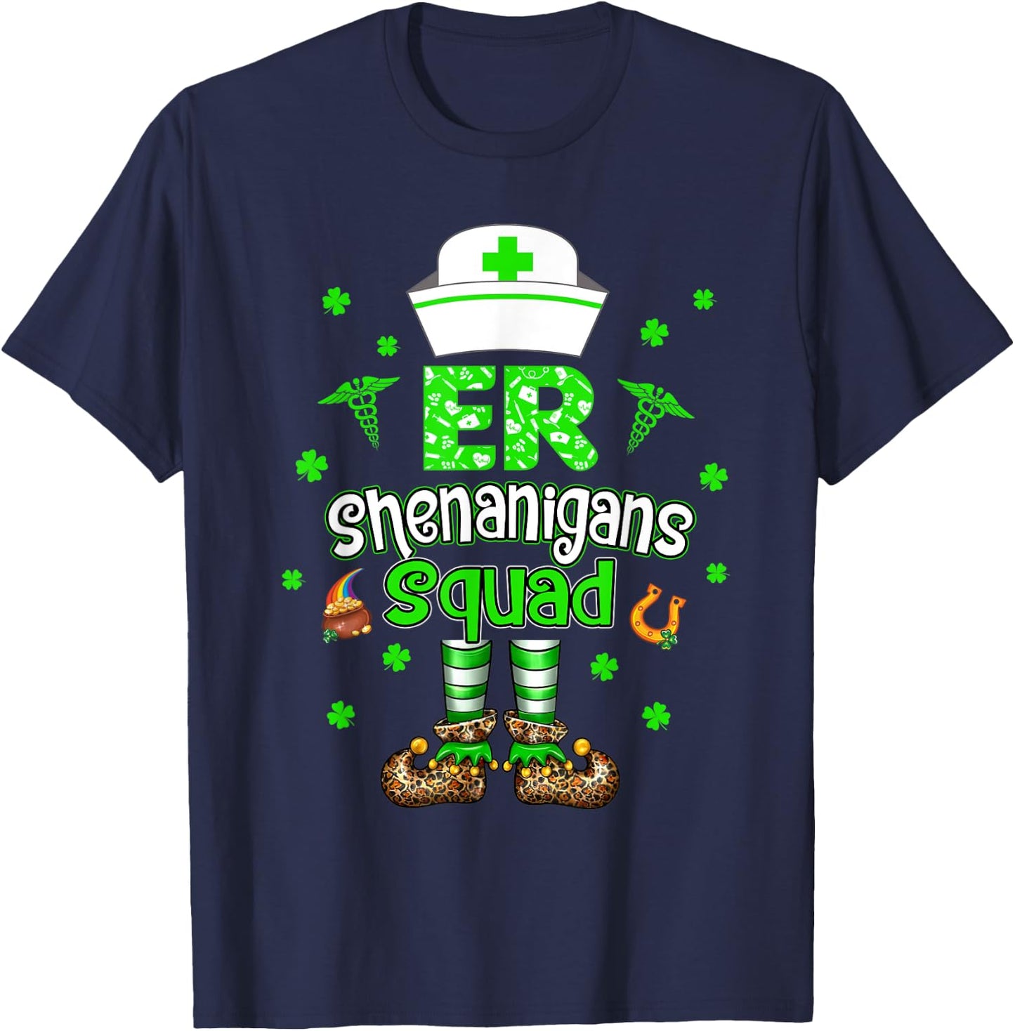 ER Shenanigans Squad Nurse Emergency Room St Patricks Day T-Shirt - T-Shirt | Navy
