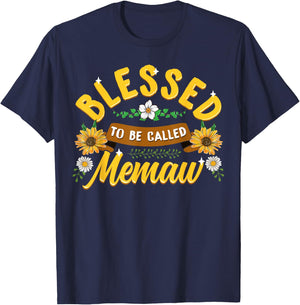 Blessed To Be Called Memaw Cute Sunflower Mothers Day Gifts T-Shirt - T-Shirt | Navy