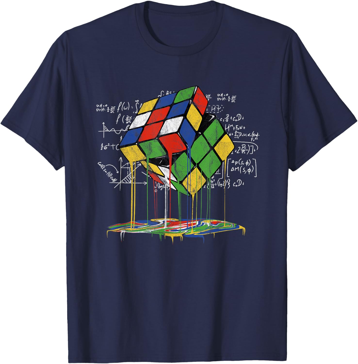 Melting Cube Speed Cubing Vintage Puzzle Youth Math T-Shirt - T-Shirt | Navy