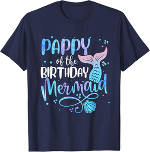Pappy Of The Birthday Mermaid Family Matching Party Squad T-Shirt - T-Shirt | Navy