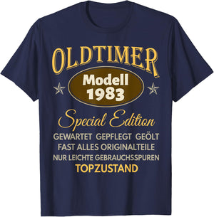 40th Birthday Man Woman 40 Years 1983 Decorative Funny Gift , black T-Shirt - T-Shirt | Navy