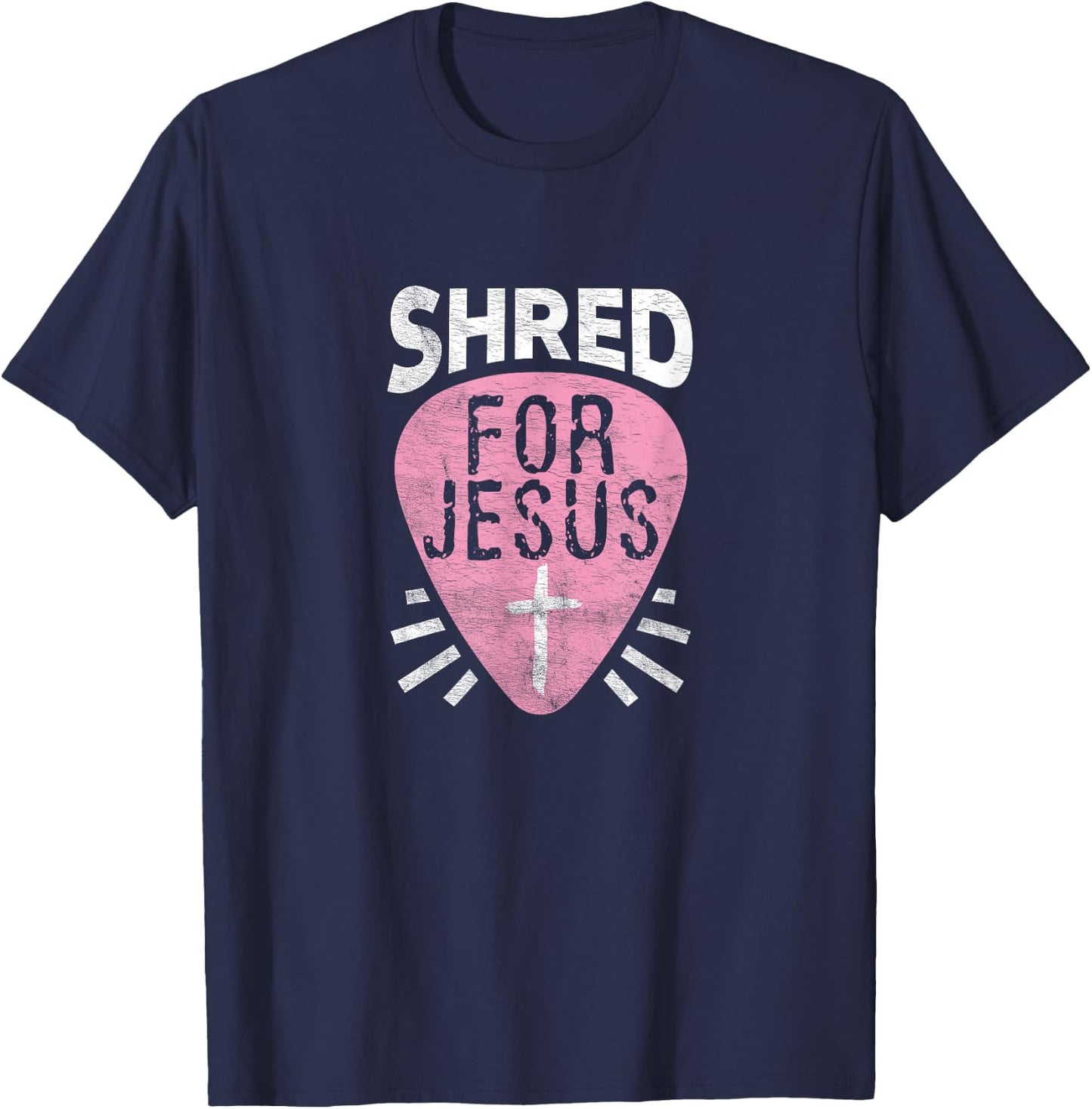 Shred For Jesus Christian Rock Heavy Metal Guitarist Guitar T-Shirt - T-Shirt | Navy