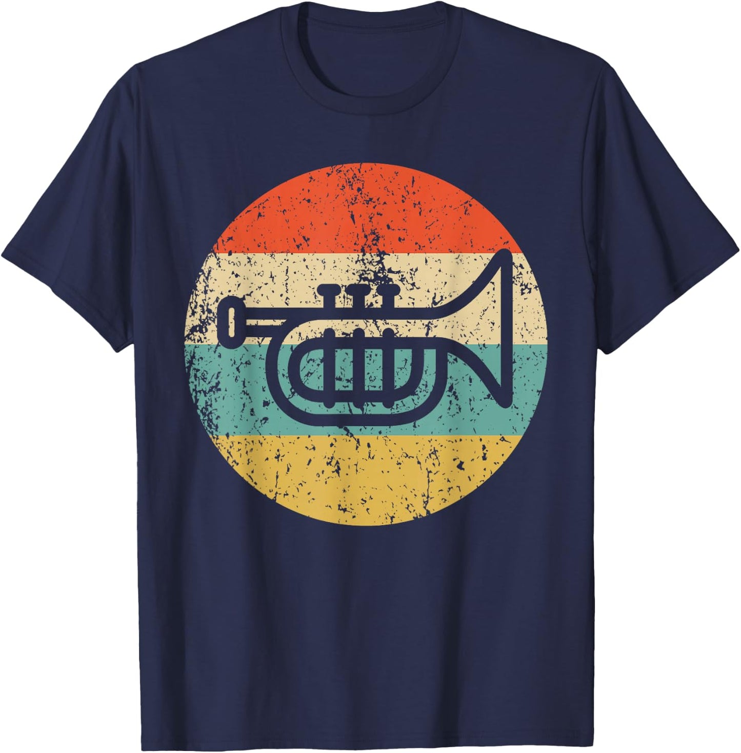 Trumpet Retro Style Music T-Shirt - T-Shirt | Navy