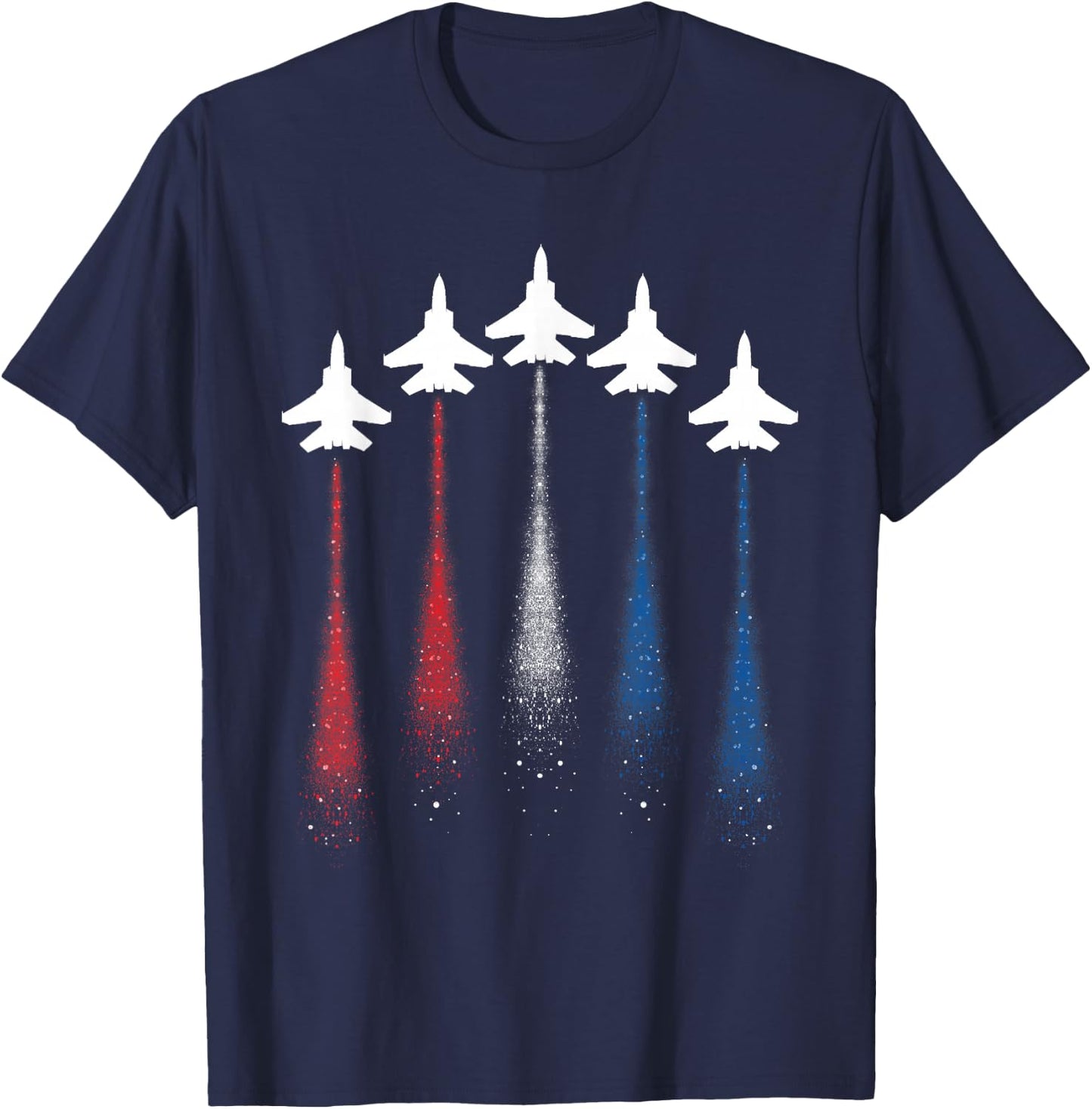 Patriotic USA Flag Red White Blue Fighter Jets 4th of July T-Shirt - T-Shirt | Navy