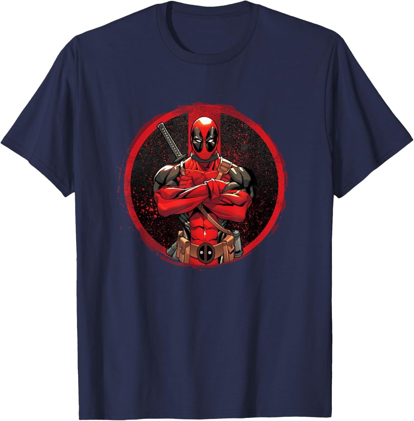 Marvel Deadpool Distressed Circle , black T-Shirt - T-Shirt | Navy