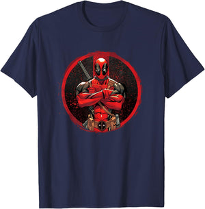 Marvel Deadpool Distressed Circle , black T-Shirt - T-Shirt | Navy
